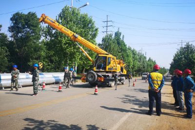 臨朐供電公司高溫組立35千伏冶寺線(xiàn)A1號(hào)桿塔